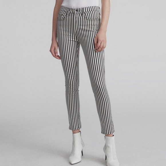rag & bone Denim - Rag & Bone Striped High Rise Ankle Skinny Jeans 25